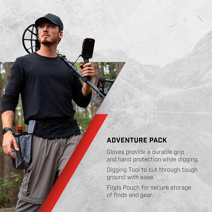 Minelab Vanquish 360 Multi-Frequncy Waterproof Metal Detector Adventure Pack With Diggier, Pouch, & Gloves
