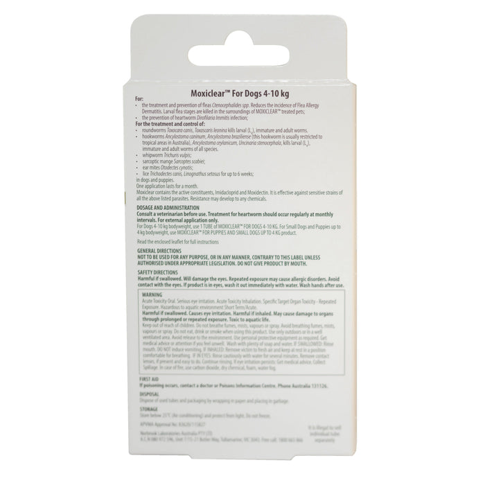 Moxiclear Flea and Worming Treatment for Dogs 4-10kg 3 Pack