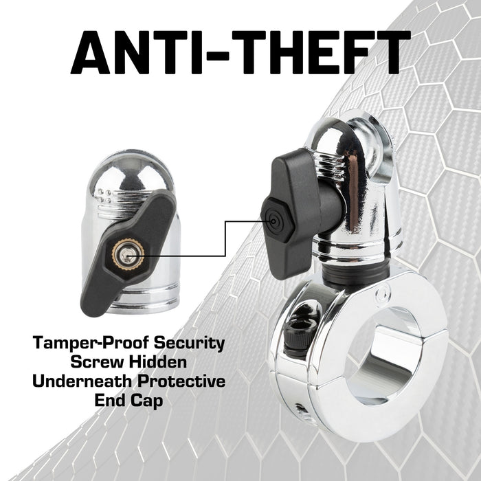 Multi-Size Chrome Bar Clamp with 20mm Connector End compatible with 7/8" to 1.25" Bars