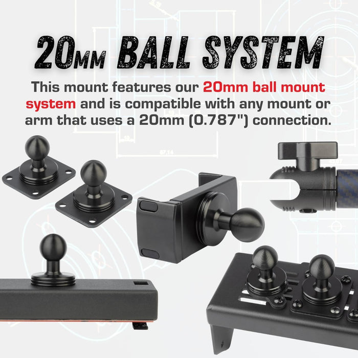 Multi-Size Chrome Bar Clamp with 20mm Connector End compatible with 7/8" to 1.25" Bars