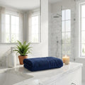 Navy Blue Greek Key Turkish Cotton 40" X 60" Bath Sheet
