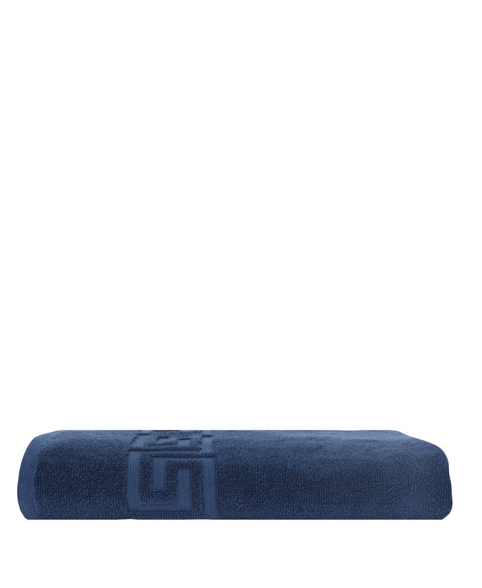 Navy Blue Greek Key Turkish Cotton 40" X 60" Bath Sheet