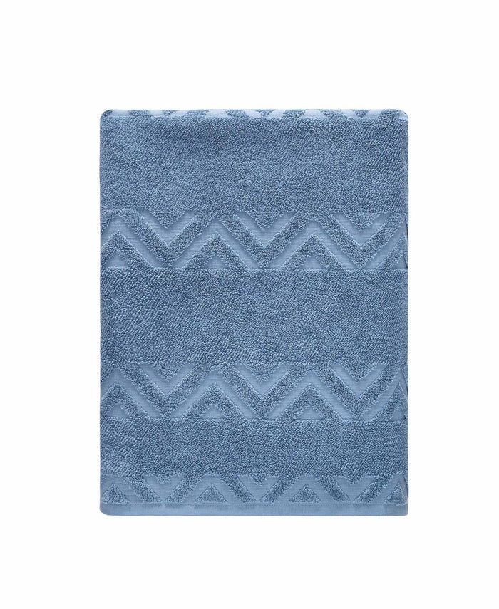 Navy Blue Jacquard Turkish Cotton 40" X 70" Chevron Bath Sheet
