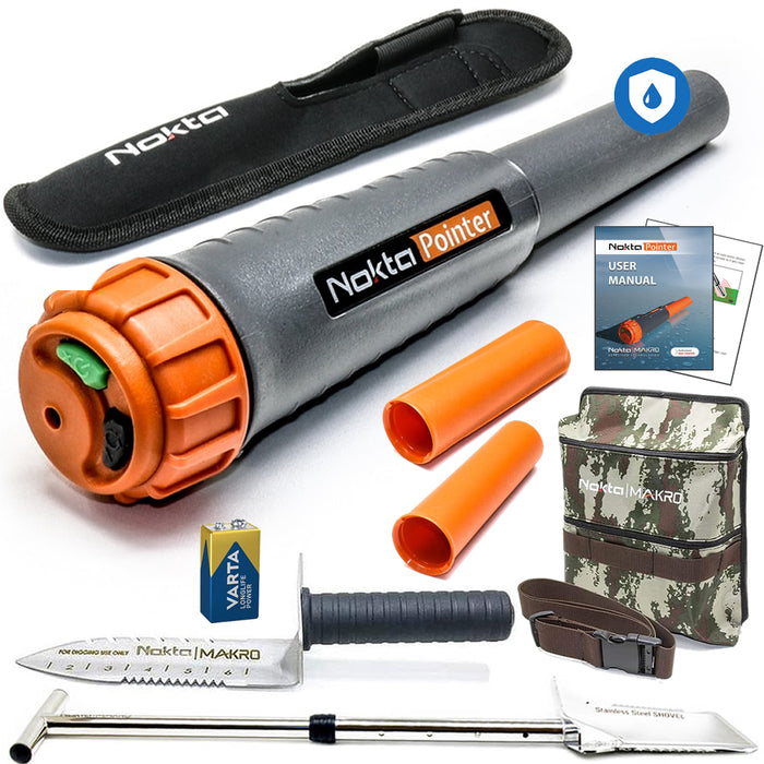 Nokta Waterproof Pinpointer with Finds Pouch, Premium Edge Digger and Shovel