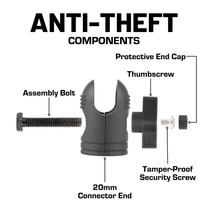 Pair of Chrome Anti-Theft 20mm Connector Ends - Tamper-Proof Security for Device Holders
