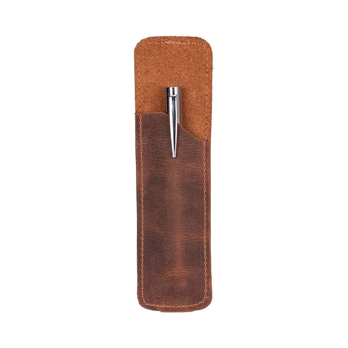 Pelle Leather Pen Pouch, Saddle Brown - BlackBrook Case