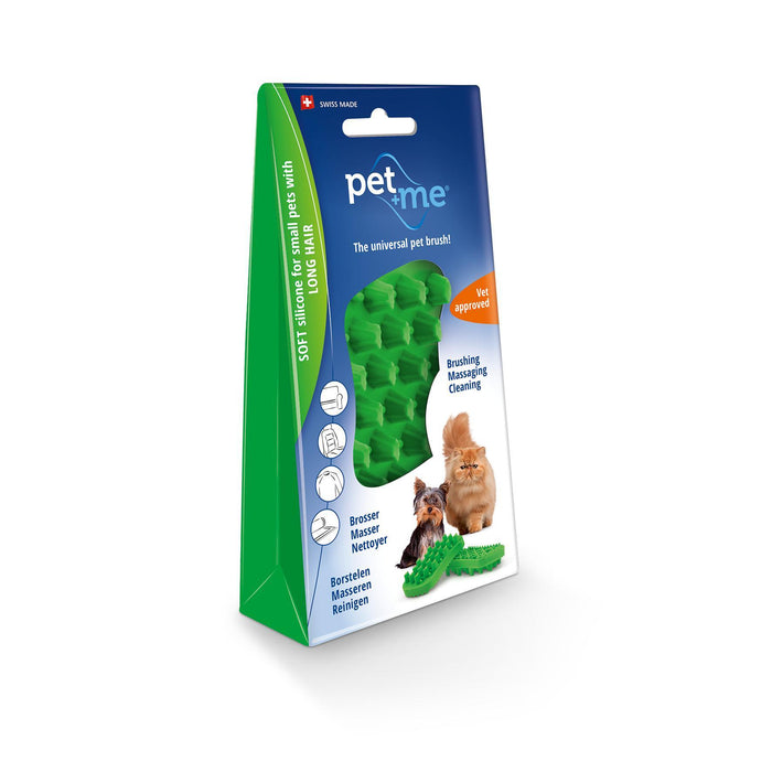 Pet and Me Silicone Grooming Brush Green-Habitat Pet Supplies