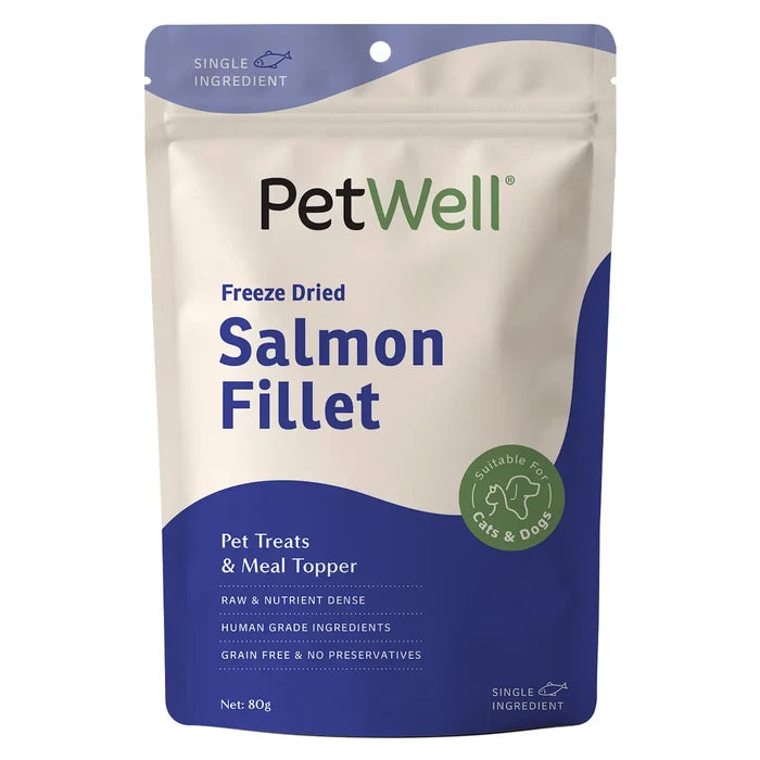 PetWell Freeze Dried Diced Salmon Fillets Treats for Dogs and Cats 80g-Habitat Pet Supplies
