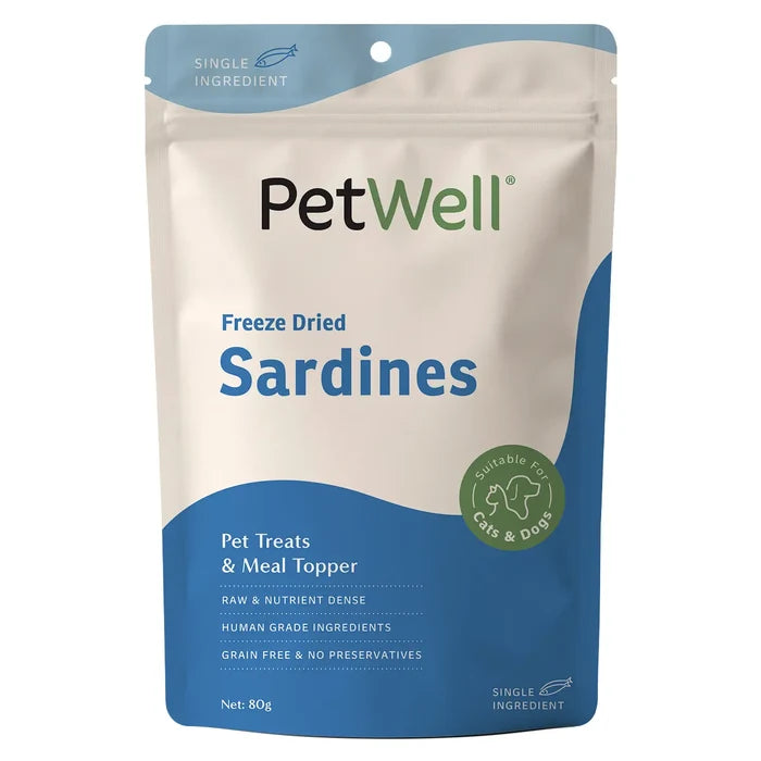 PetWell Freeze Dried Whole Sardines Treats for Dogs and Cats 80g-Habitat Pet Supplies