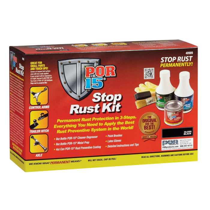 POR-15® 40909 Stop Rust Kit, 4 oz, Black, 6 sq-ft Coverage ---Eagle National Supply