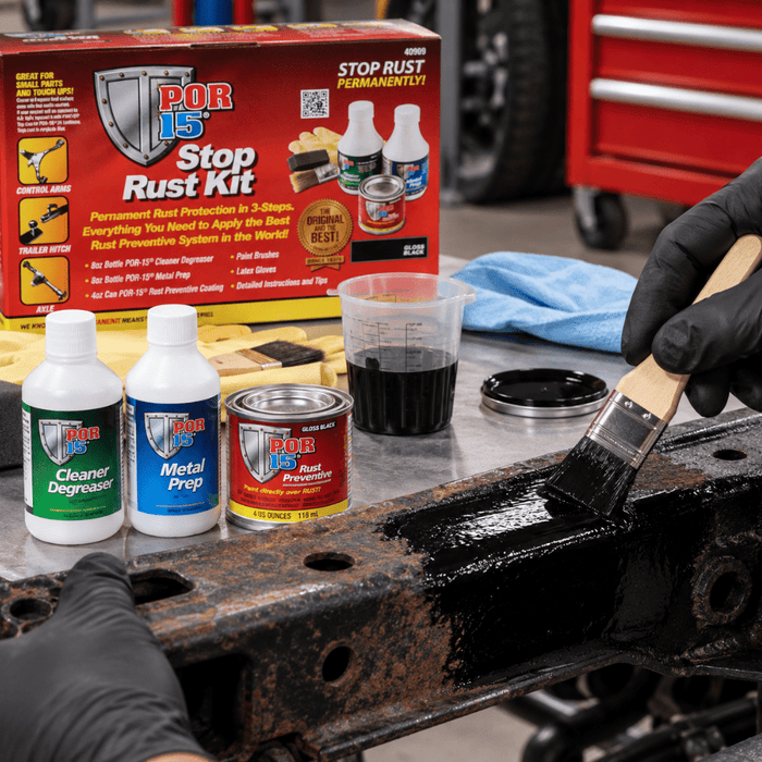 POR-15® 40909 Stop Rust Kit, 4 oz, Black, 6 sq-ft Coverage -40909 - Eagle National Supply