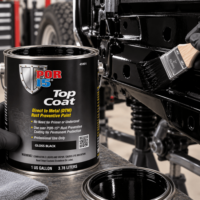 POR-15® 45801 Gloss Black Top Coat DTM Paint, 1 Gal -45801 - Eagle National Supply