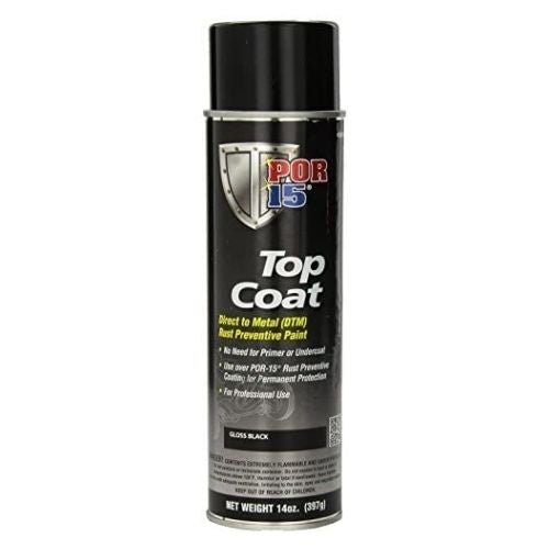 POR-15® 45818 Gloss Black Top Coat DTM Paint, 14 oz Aerosol Can -45818---Eagle National Supply