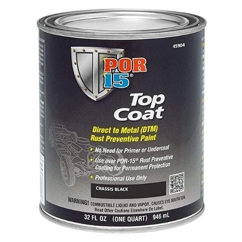 POR-15® 45904 Chassis Black Top Coat DTM Paint, 1 Qt -45904---Eagle National Supply