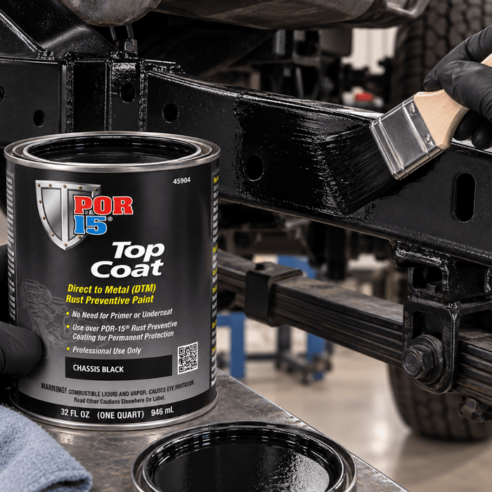 POR-15® 45904 Quart Chassis Black Top Coat DTM Paint -45904 - Eagle National Supply