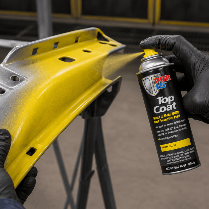 POR-15 46318 Safety Yellow Top Coat DTM Paint, 16 oz -46318 - Eagle National Supply