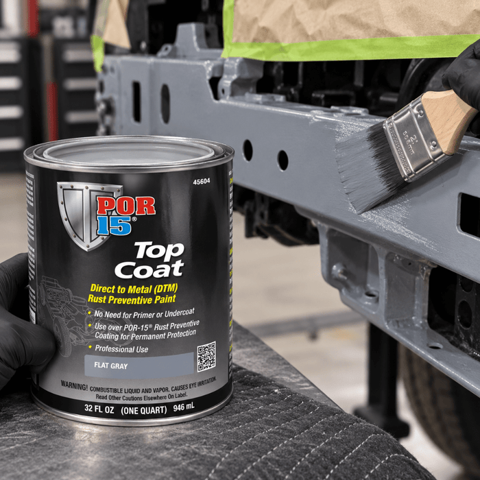 POR-15® 46604 Quart Flat Gray Top Coat DTM Paint -46604 - Eagle National Supply