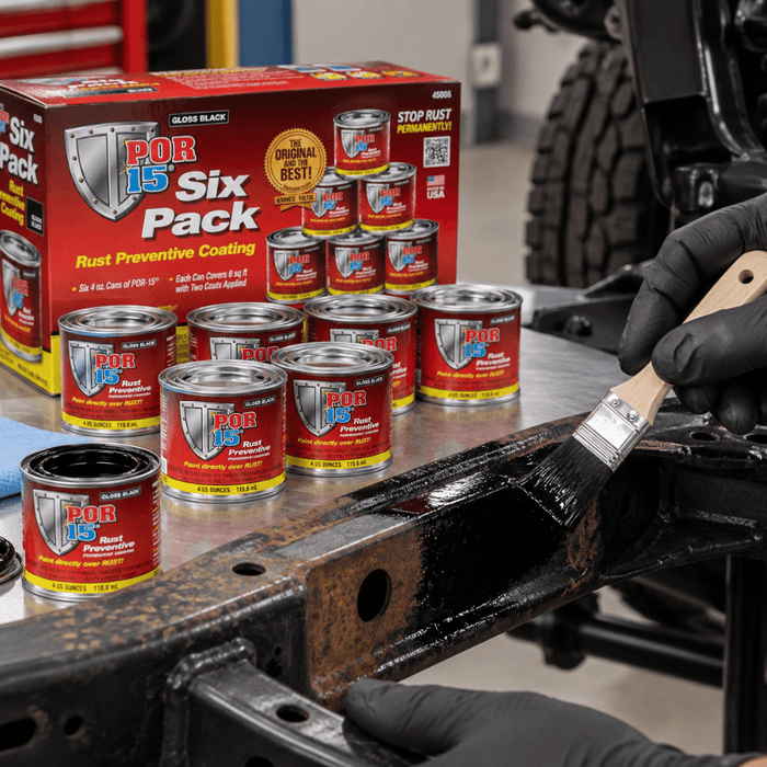 POR-15 Gloss Black Rust Preventive Coating, 6 pk 4 oz Cans -45006 - Eagle National Supply
