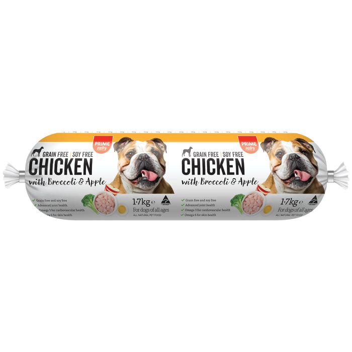 Prime Pantry Australian Chicken with Broccoli and Apple Dog Food Roll 1.7kg-Habitat Pet Supplies
