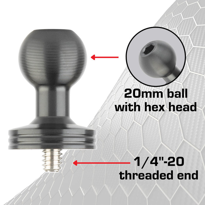 Radar Detector Mount + 1/4"-20 Threaded Adapter with 20mm Ball Bundle
