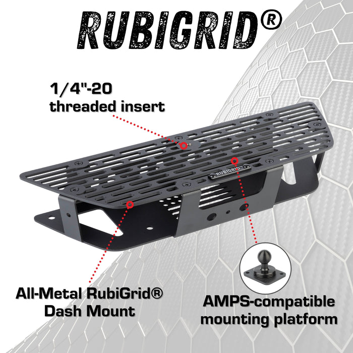 RubiGrid® GMC Sierra + Chevrolet Silverado Dash Mount with Black Arms