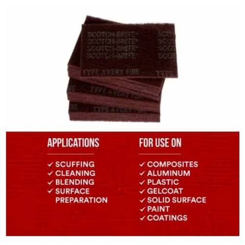 Scotch-Brite™ 07447 Non-Woven Red Sanding Hand Pad,Box of 20 -7447---Eagle National Supply