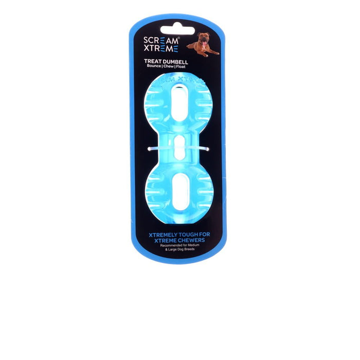 Scream Xtreme Treat Dumbbell Dog Toy Blue Medium/Large-Habitat Pet Supplies