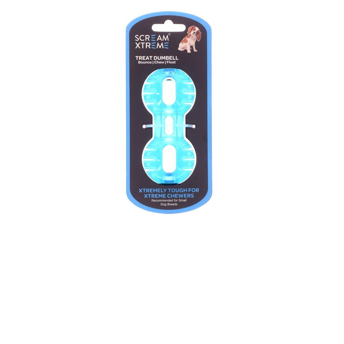 Scream Xtreme Treat Dumbbell Dog Toy Blue Small-Habitat Pet Supplies