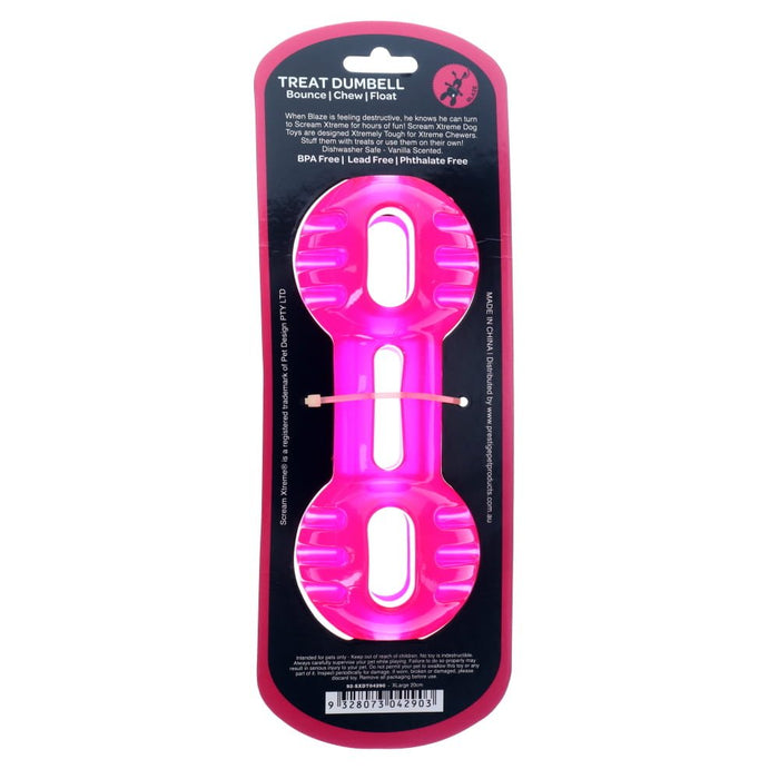 Scream Xtreme Treat Dumbbell Dog Toy Pink Extra Large
