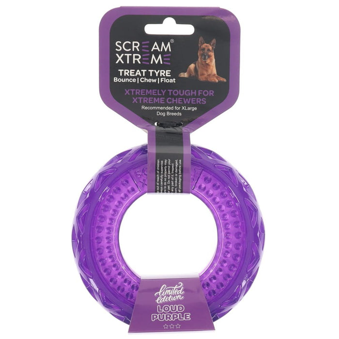 Scream Xtreme Treat Tyre Lavender Scented Dog Toy Extra Large-Habitat Pet Supplies