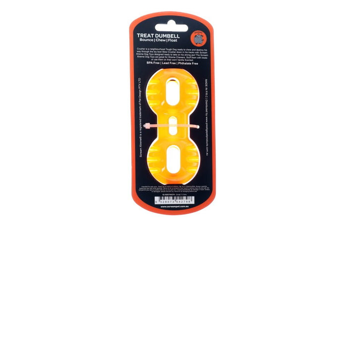Screme Xtreme Treat Dumbbell Dog Toy Orange Small