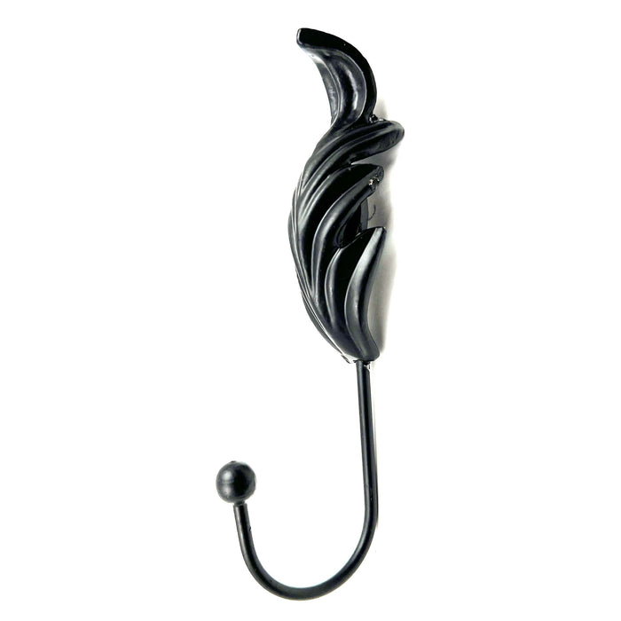 Set of Six Black Steel Feather Wall Hooks