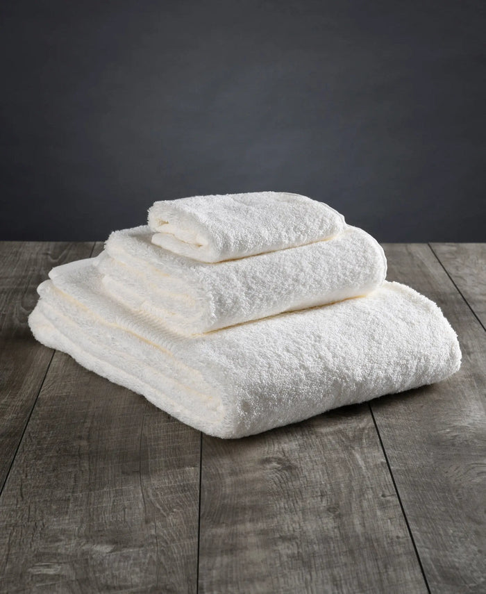 Set of Three White Cotton Quick Dry Terry Cloth Towels