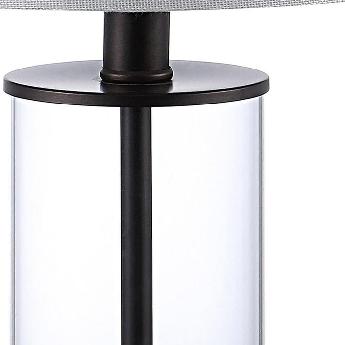 Set of Two 21" Antiqued Bronze USB Table Lamps With Drum Shades
