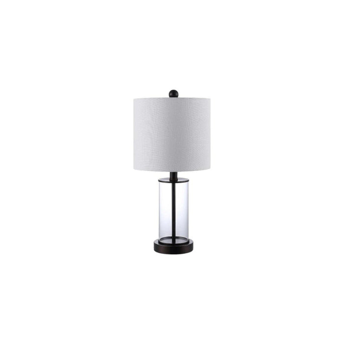 Set of Two 21" Antiqued Bronze USB Table Lamps With Drum Shades