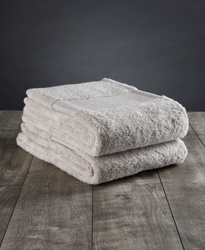 Set of Two Beige Cotton 16" X 30" Quick Dry Terry Cloth Hand Towels