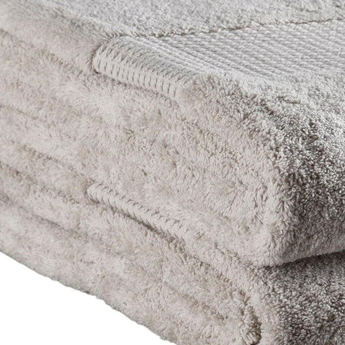 Set of Two Beige Cotton 30" X 54" Quick Dry Terry Cloth Bath Towels