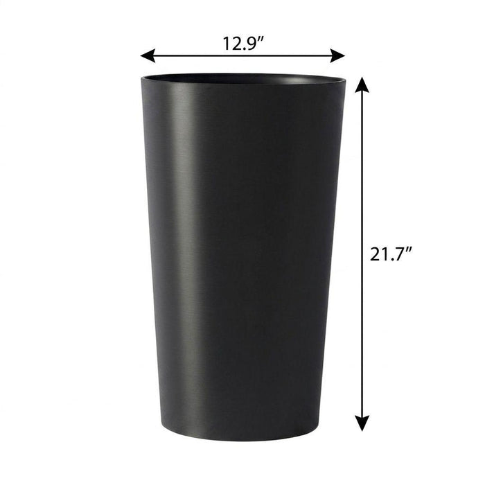 Set of Two Black Heavy Duty Plastic Cylindrical Planter Pots