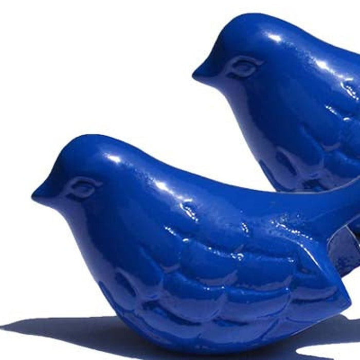 Set of Two Blue Metal Bird Tabletop Sculpture