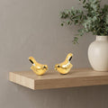Set of Two Gold Metal Bird Tabletop Sculpture