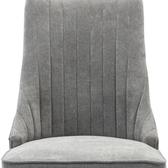 Set of Two Gray And Brown Tufted Velvet And Solid Wood Dining Side Chairs