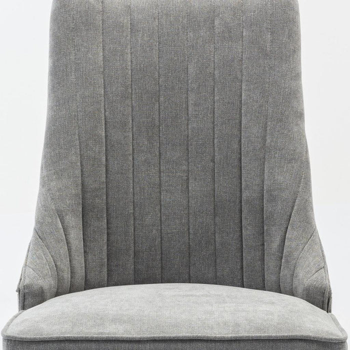 Set of Two Gray And Brown Tufted Velvet And Solid Wood Dining Side Chairs