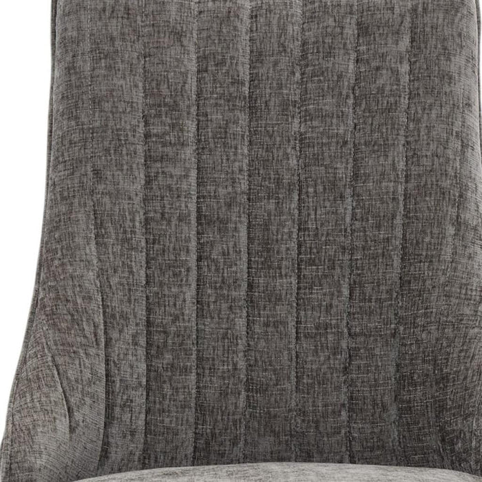 Set of Two Gray And Gold Chenille And Stainless Steel Dining Side Chairs