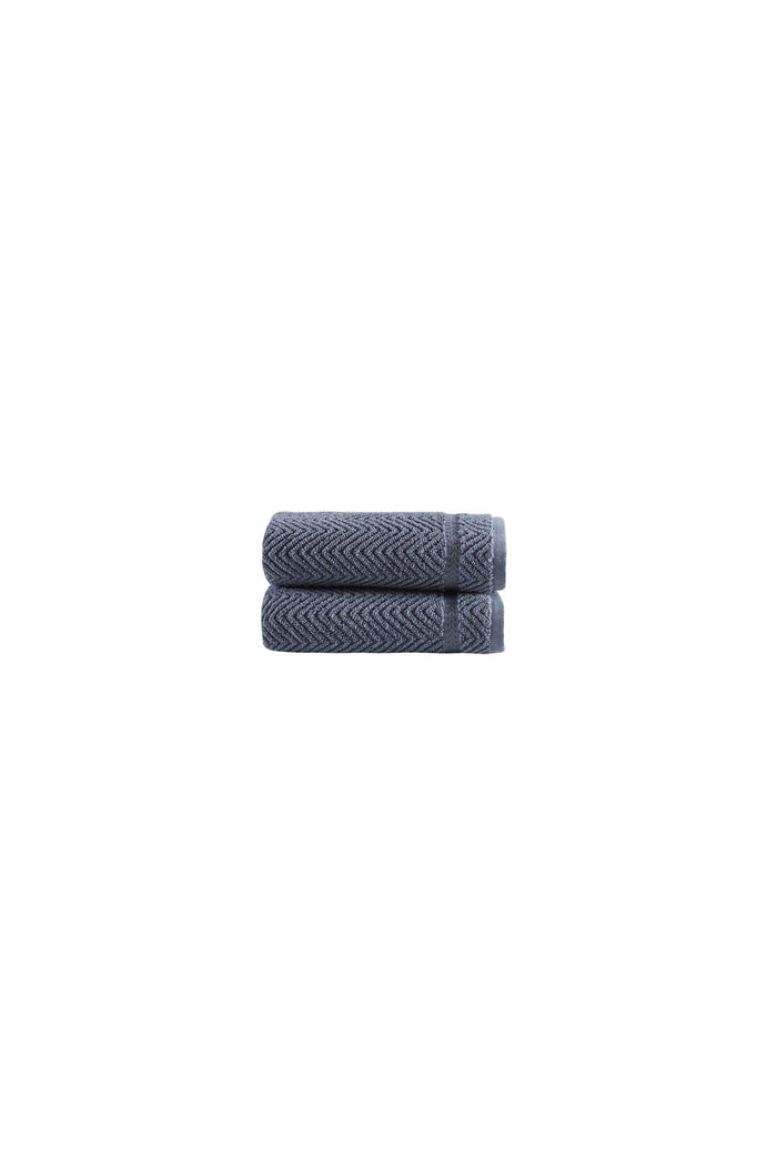 Set of Two Gray Checkered Turkish Cotton 16" X 30" Hand Towels