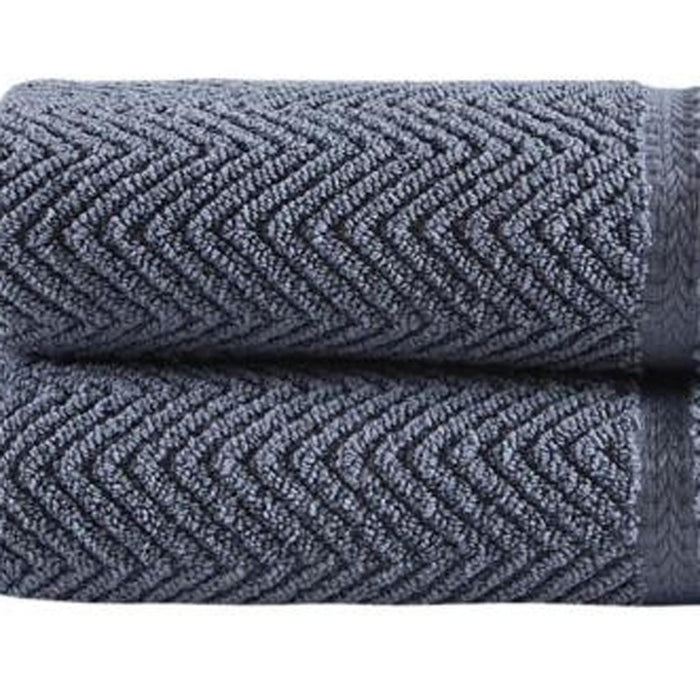 Set of Two Gray Checkered Turkish Cotton 16" X 30" Hand Towels