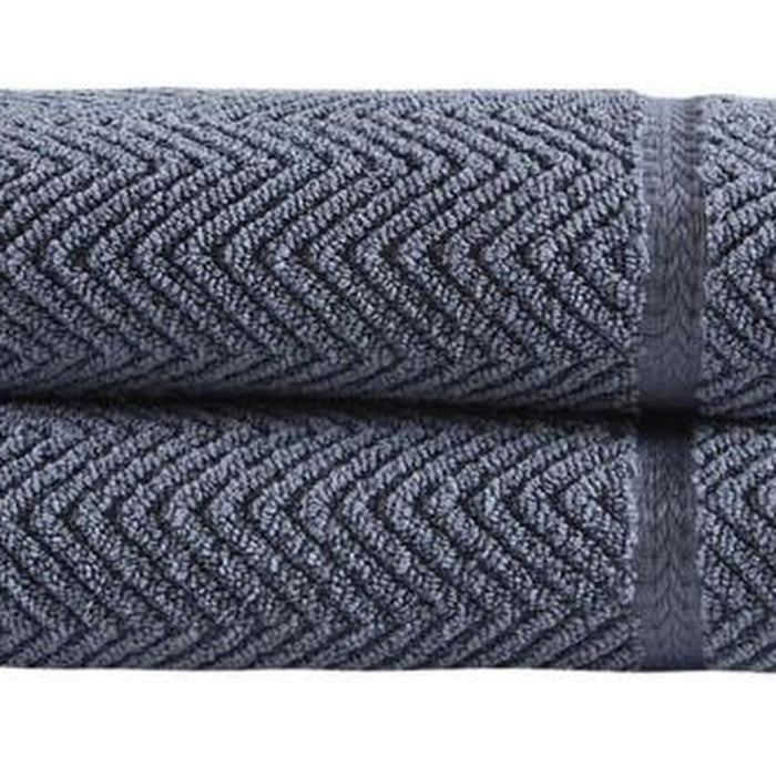 Set of Two Gray Checkered Turkish Cotton 16" X 30" Hand Towels