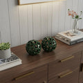 Set of Two Green Aluminum Hand Painted Decorative Orbs