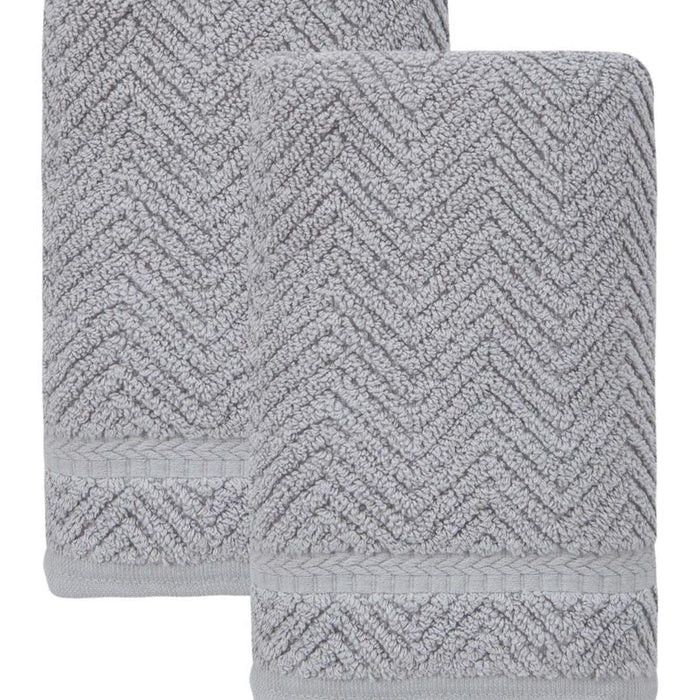 Set of Two Light Gray Chevron Turkish Cotton 16" X 30" Hand Towels