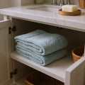 Set of Two Sea Green Cotton 16" X 30" Quick Dry Terry Cloth Hand Towels