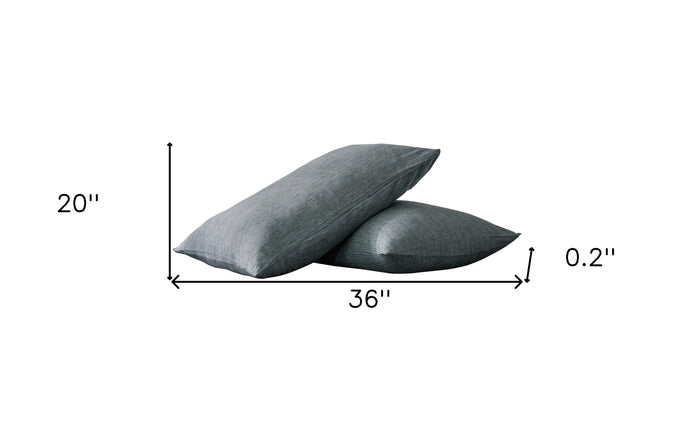 Set of Two Slate Gray Linen King Pillowcases